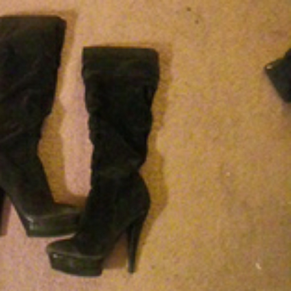 Zip up knee high boots